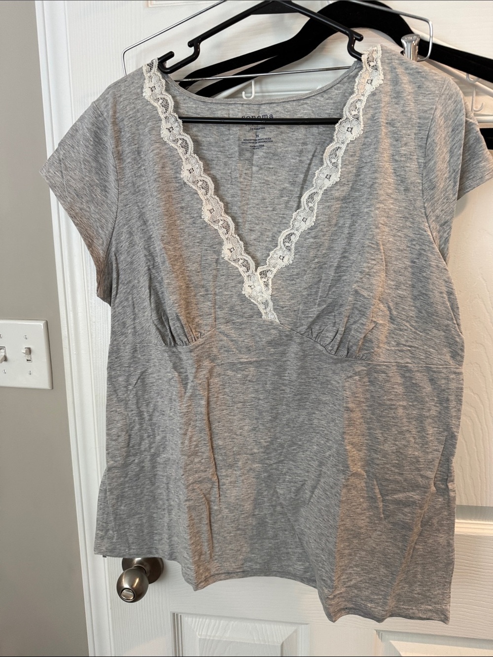 Women's Grey Lace-Trim Chemise Top